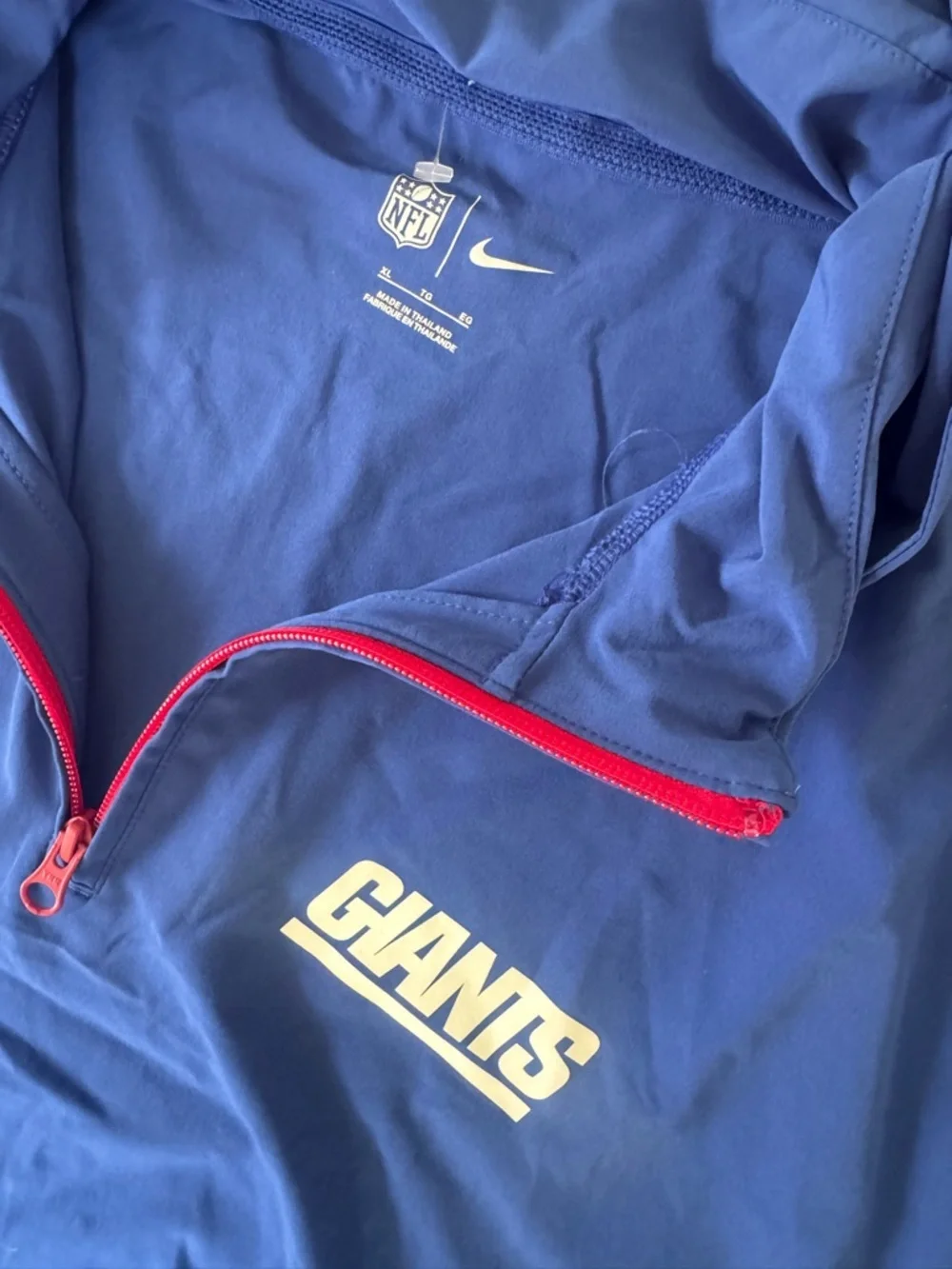 Men’s Nike New York Giants Sideline Coach Short Sleeve 1/2 Zip Hoodie - XL